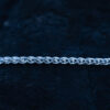 close up of a wheat chain of a silver leaf bracelet